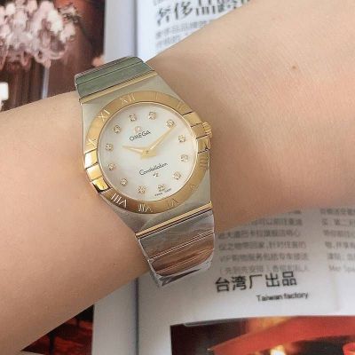 Omega Double Eagle 24/27mm Lady Swiss Quartz Movement Gold/White Face Watch water resistant swiss made